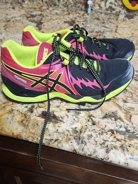 ASICS Women's Athletic Shoes in Hot Pink and Neon Yellow